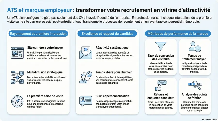 Infographie - Le logiciel de recrutement et la marque employeur : au-delà de l'outil, une vitrine des valeurs de l'entreprise : synthèse pour recruteurs et RH